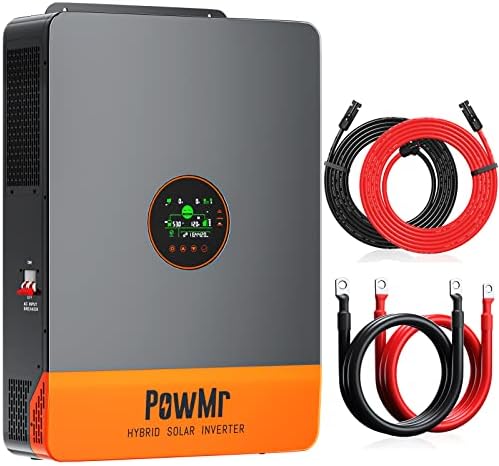 10000W Split-Phase Solar Inverter Pure Sine Wave 48V to 120/240V & 2AWG Battery Cable 10FT and 10AWG Solar Extension Cable 50FT