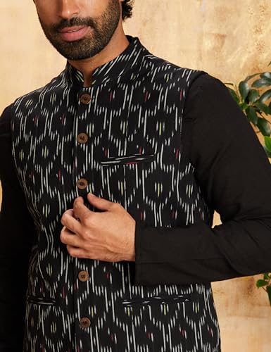 Image of Amazon Brand - Symbol mens Cotton Nehru Jacket Kurta Pant Set (3pcs)