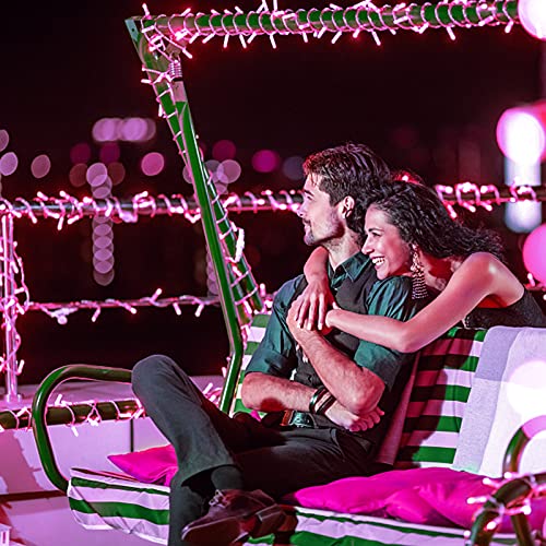 Jmexsuss Valentines Pink Decorations, 33Ft 100 Led Pink Christmas Lights, 8 Modes Plug In Pink String Lights Indoor For Valentine's Day, Pink Lights Outdoor Waterproof For Christmas, Bedroom, Party #TOP6