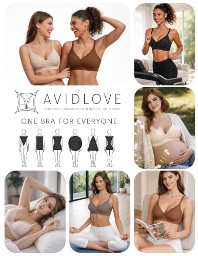 Image of Avidlove Bras for Women No Underwire Seamless Push Up Bra Wireless Soft Bralettes Scalloped Full Coverage Everyday Bra