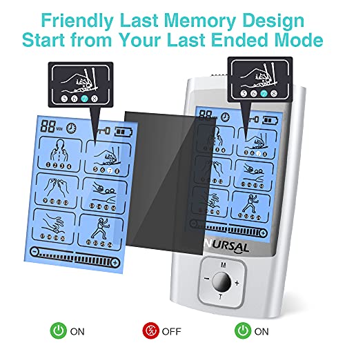 Nursal 24 Modes Tens Unit Ems Muscle Stimulator Machine For Pain Relief Therapy With 16Pcs Electrode Pads Electric Tens Machine, Abs Pads Holder, Usb Wall Charger And Dust-Proof Storage Bag #TOP3