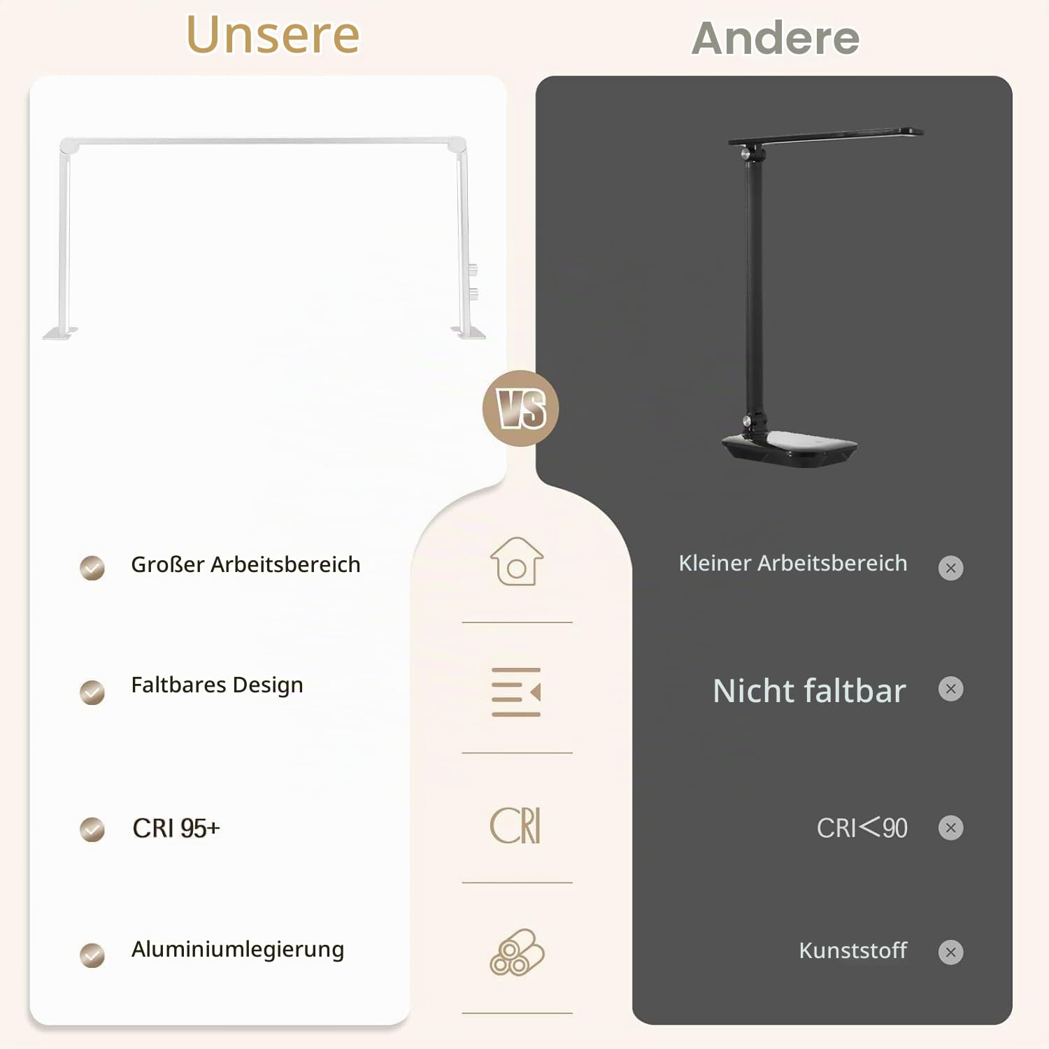 Halbmond-Lampe 80cm Nail Desk Lampe 3 Modi 3000K-6000K Dimmbare LED Maniküre Licht, Nageltisch Lampe, Schreibtischlampe für Nail Tech, Wimpernverlängerung, Tattoo, Augenbrauen