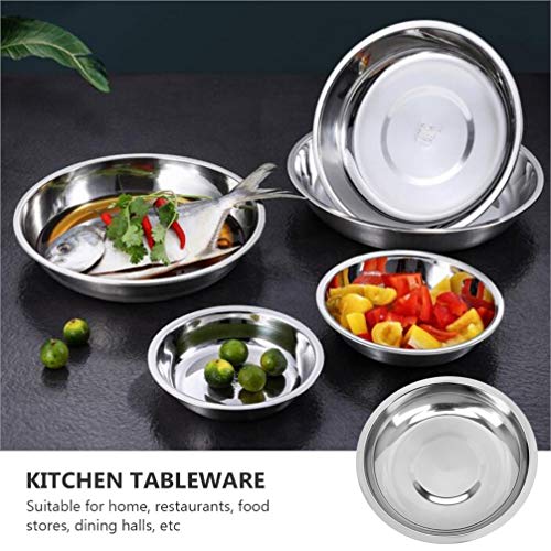 Doitool 10Pcs Soy Sauce Dish 4In- Small Round Stainless Steel Plate Dipping Bowls- Silver Seasoning Plates Camping Plates For Bbq, Salad, Tomato Sauce, Barbecue （ 10Cm #TOP2