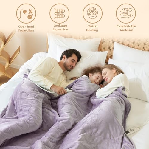 EHEYCIGA Heated Blanket Electric Blanket Full Size - Heating Blanket with 9 Heating Levels & 10 Hours Auto Off, Soft Cozy Sherpa Washable Blanket with Fast Heating, 72 x 84 Inches