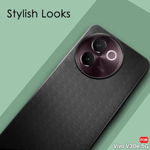 Image of TheGiftKart Back Cover Case for Vivo V30e 5G | Slim & Lightweight | Ultra-Premium Design | Camera Protection Bump | Fabric Texture Case Cover (PC & TPU, Black)