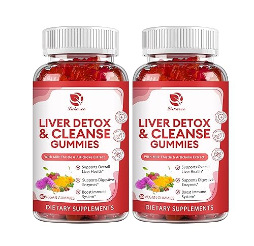 Liver Cleanse Detox & Repair Gummies- Herbal Liver Support Supplement with Milk Thistle Silymarin,Dandelion, Artichoke Extract & Elderberry -No Sugar, Liver Health Supplement - 120 Vegan Gummie