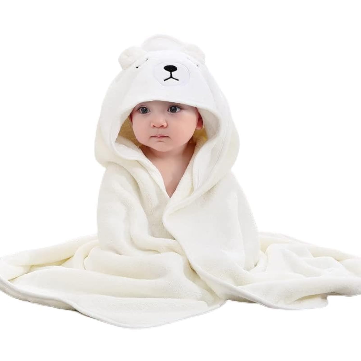 THMINS Hooded Baby Towels,Rayon Made from Bamboo,Soft Bath Towel with Bear Ears for Babie,Toddler, Infant - Ultra Absorbent, Baby Stuff Shower Gifts for Boy and Girl