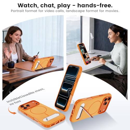 Coque iPhone 17 Pro Max Mag-Safe avec support orange antidérapant - 2