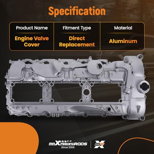 Image of Aluminum Engine Valve Cover for BMW N55B30 3.0L Engine for BMW X3 X5 X6 335i 535i xDrive 535i GTxDrive 2011-2014, for BMW 740i 2013-2014 Replacement 11127570292