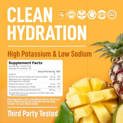 Image of Keppi Sugar Free Electrolytes Powder - Naturally Sweetened Zero Sugar Tropical Punch 12.5oz - Clean Hydration Drink with High Potassium, Magnesium, Trace Minerals - No Calorie Daily Electrolyte Powder