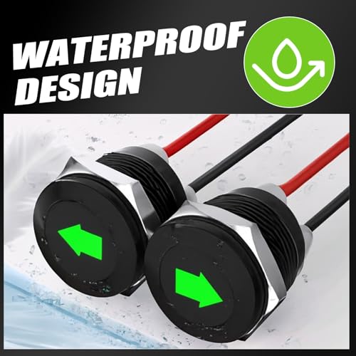 Image of 2PCS 12V LED Signal Indicator Lights, Waterproof 1 /2 inch Panel Mount Turn Indicator with Left /Right Arrows,Suitable for Automotive dashboard and Marine Use