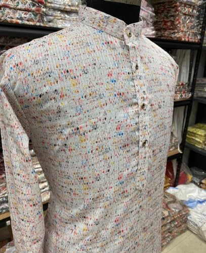 Image of FOXDX Men's Traditional Cotton Floral Printed Only Kurta