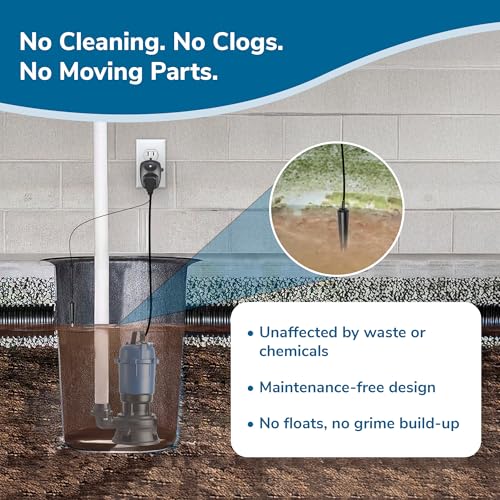 Image of HC5000T Electronic Sewage Pump Switch, 12ft Cord - No Pit Entry, Smart Alarm System Water Sensor for Sump Pump - Compatible with All Pumps & Pit Sizes - Prevents Flooding in Basements, Lift Stations