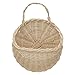 Hanging Wall Rattan Basket, Wall Mounted Beige Hand Knitting Hanging Fruit Basket for Home