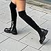 Hbeylia Platform Tight High Boots For Women Ladies Fashion Stretch Knitted Leather Round Toe Chunky Bottom Slip On Flats Over The Knee Boots Casual Non Slip Winter Fall Long Tall Boots For Wedding
