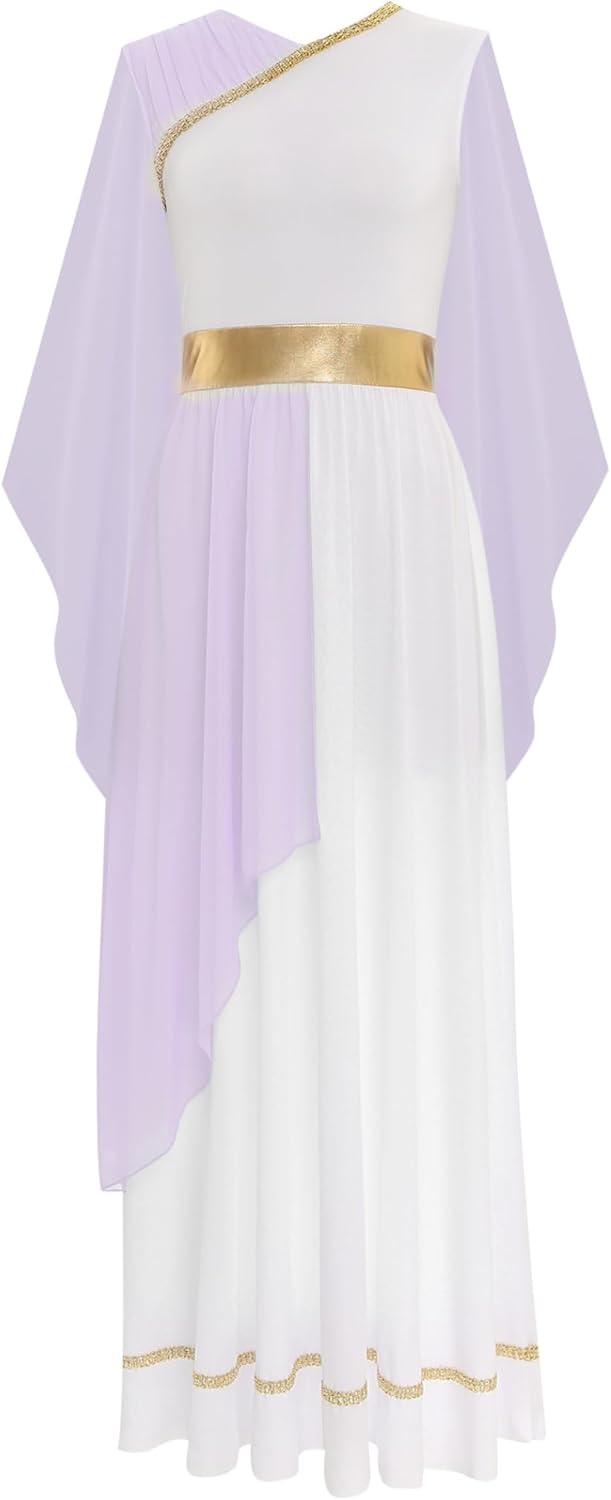 JEYPINMI Women's Greek Costume Roman Queen Princess Ancient Toga Gown Fancy Dress Up