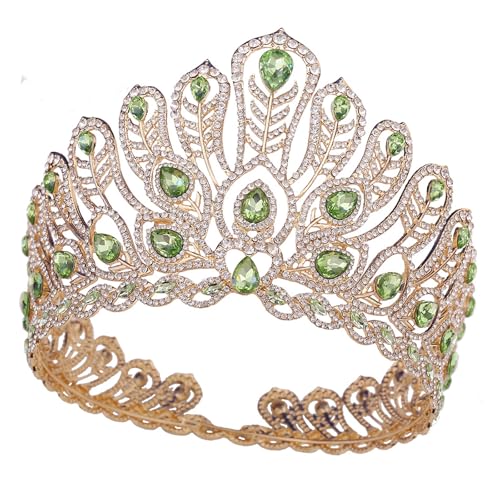 HIOPOIUYT Tiaras de princesa para boda, tiaras delicadas con incrustaciones de cristal, para accesorios para el cabello de novia reina