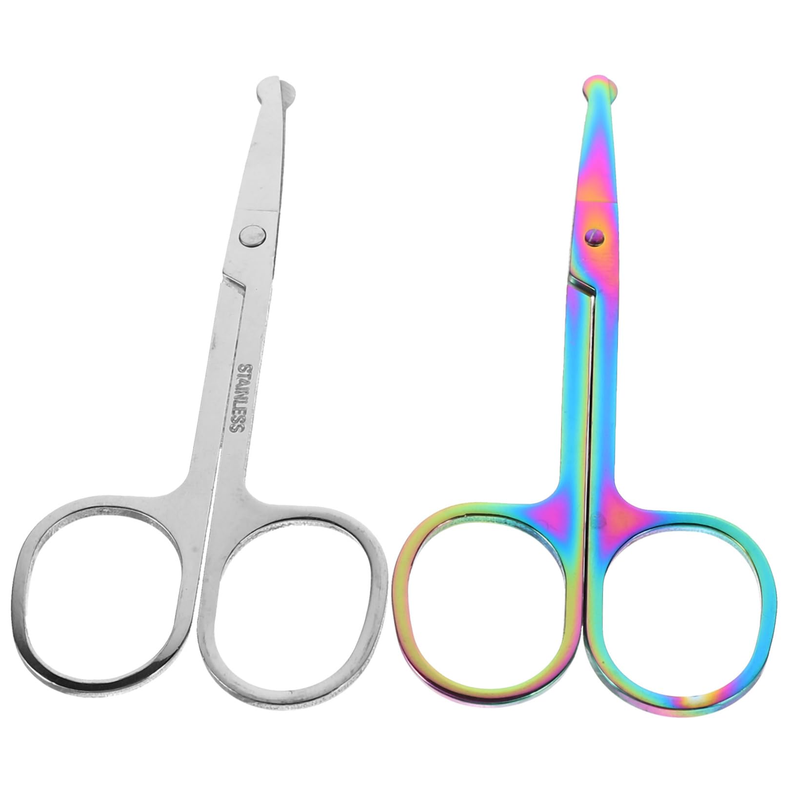Mikinona Nose Hair Scissors Rounded Tip 2pcs Facial Scissors for Brow Hair Eyelash Extensions