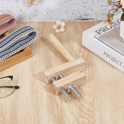 Image of BENECREAT Wood Thread Yarn Holder, Warping Clamp Set with 4.96 Inch Column and 4 Inch Screw, Warping Pegs for Weaving, Knitting and Crocheting, Thread Rack, Cloth Weaving Tool Weaving Supplies
