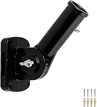 Adjustable Flag Pole Bracket, Aluminium Alloy 26.8 mm Flag Wall Bracket for Balconies, Gardens and Commercial Spaces, Black Attachment for Outdoor Flags