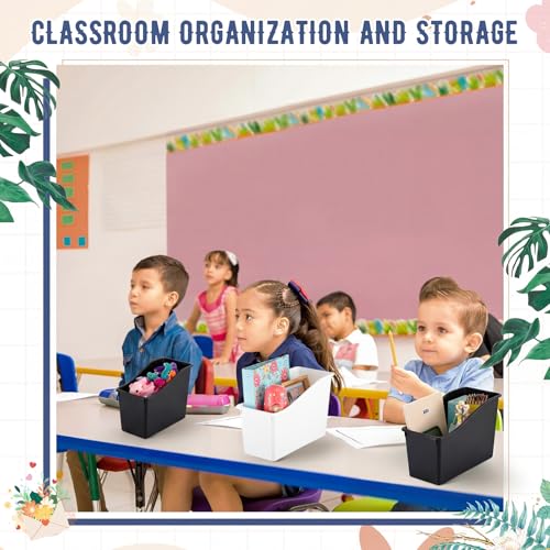 Image of Geetery Plastic Book Bins for Classroom, 24 Pcs, Black, White