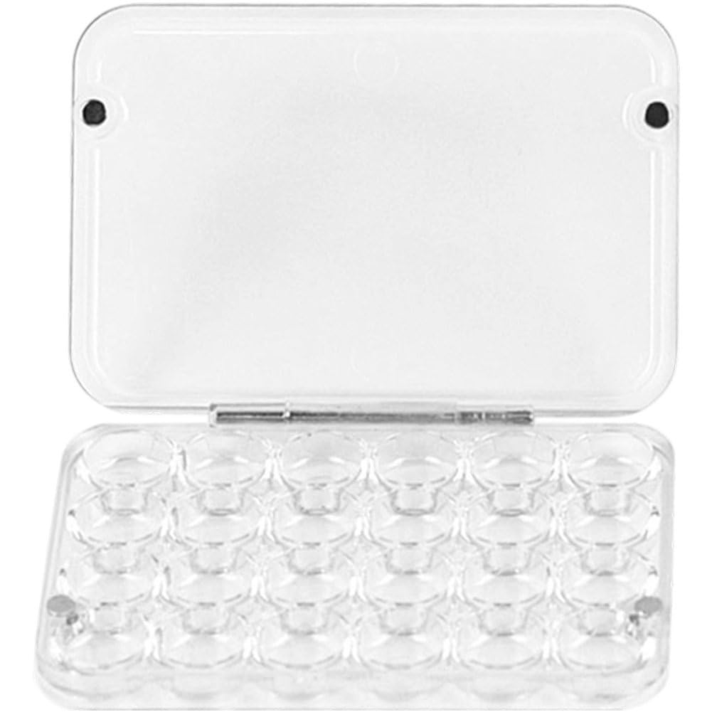 Sslvya Empty Paint Saver Palette Box, 24-well Watercolor Palette Case, Painting Palettes Tray with Lid, Paint Container for Artist Storage Gouache Oil Paints