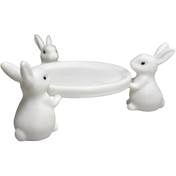 Rabbit Plate Ceramic Plate Easter Bunny Cute Rabbit Motif Cake Stand Serving Tray for Desserts Jewellery Wedding Crafts Gift