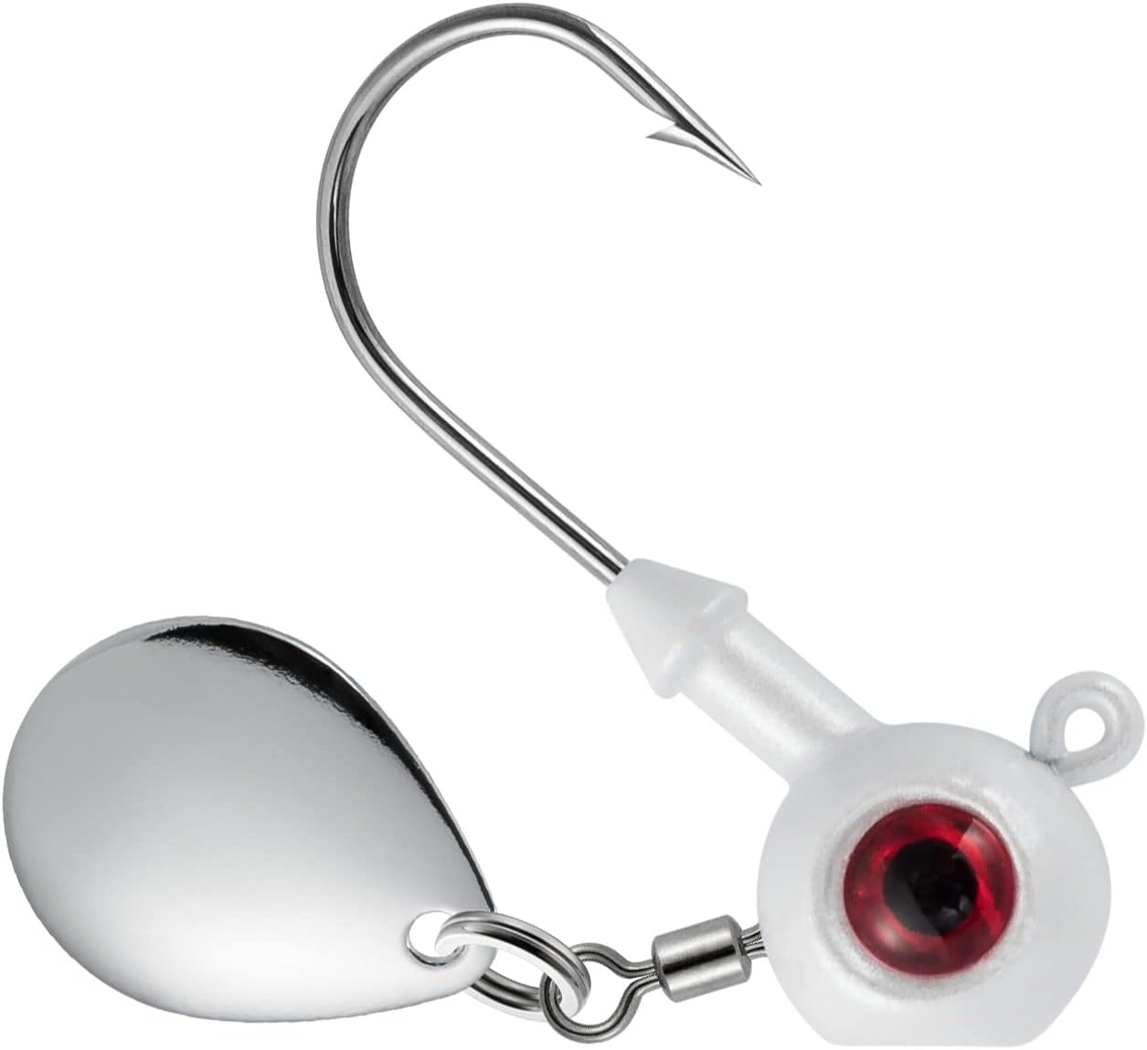 Dr.Fish 10 Pack Underspin Jigs Heads Freshwater Swimbait Ball Jig Bass Walleye Fishing Hooks Colorado Spinner Blade Flat Bottom Stand up