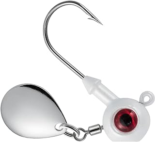 Dr.Fish 10 Pack Underspin Jigs Heads Freshwater Swimbait Ball Jig Bass Walleye Fishing Hooks Colorado Spinner Blade Flat Bottom Stand up