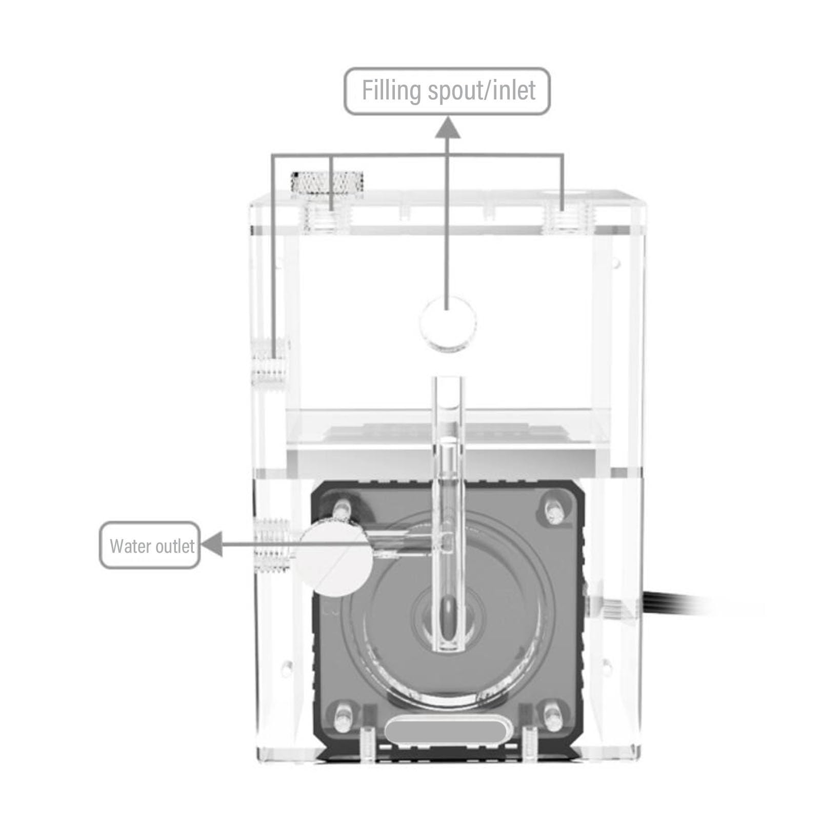 Generic Odśrodkowa Pompa Wodna Zbiornik na wodę Wydajny Zintegrowany Zbiornik Pompy PC do Komputera System Chłodzenia wodą Akrylowy Stop Aluminium G1/4 3,5 M Podnoszenie 650 L/h dla Graczy