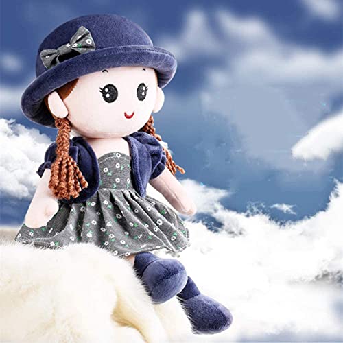 ITODA Cute Rag Doll Soft Cuddly Stuffed Toy Companion Toys Beautiful Ragdoll Princess Plush Dolls with Hat Skirt Christmas Birthday Gift 35CM