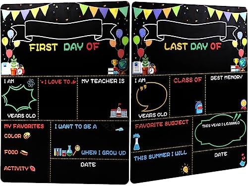 First & Last Day Of School Sign - Double Sided Dinosaur Chalkboard Photo Prop