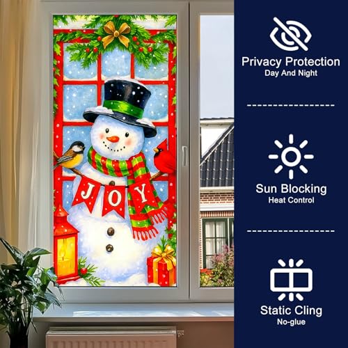 HOMETITUTE film decorativo de ventana muñeco de nieve miniatura 2