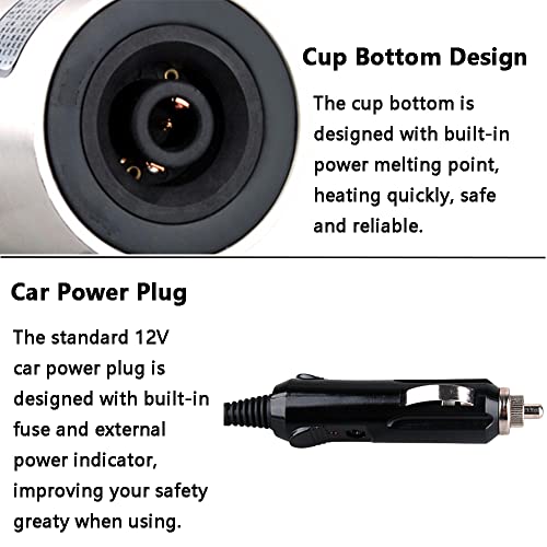 Tetera eléctrica portátil para auto 12V 450ml acero inoxidable miniatura 3