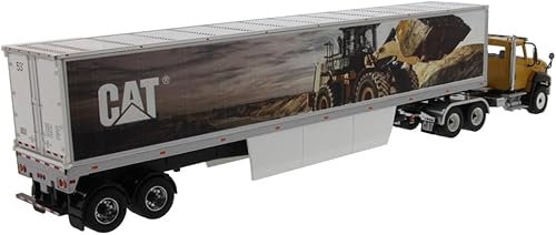 Miniatura 2 de Diecast Masters Tractor de cabina de día Caterpillar CT660 a escala 1:50 con remolque mural CAT | Serie de transporte Cat Trucks & Construction