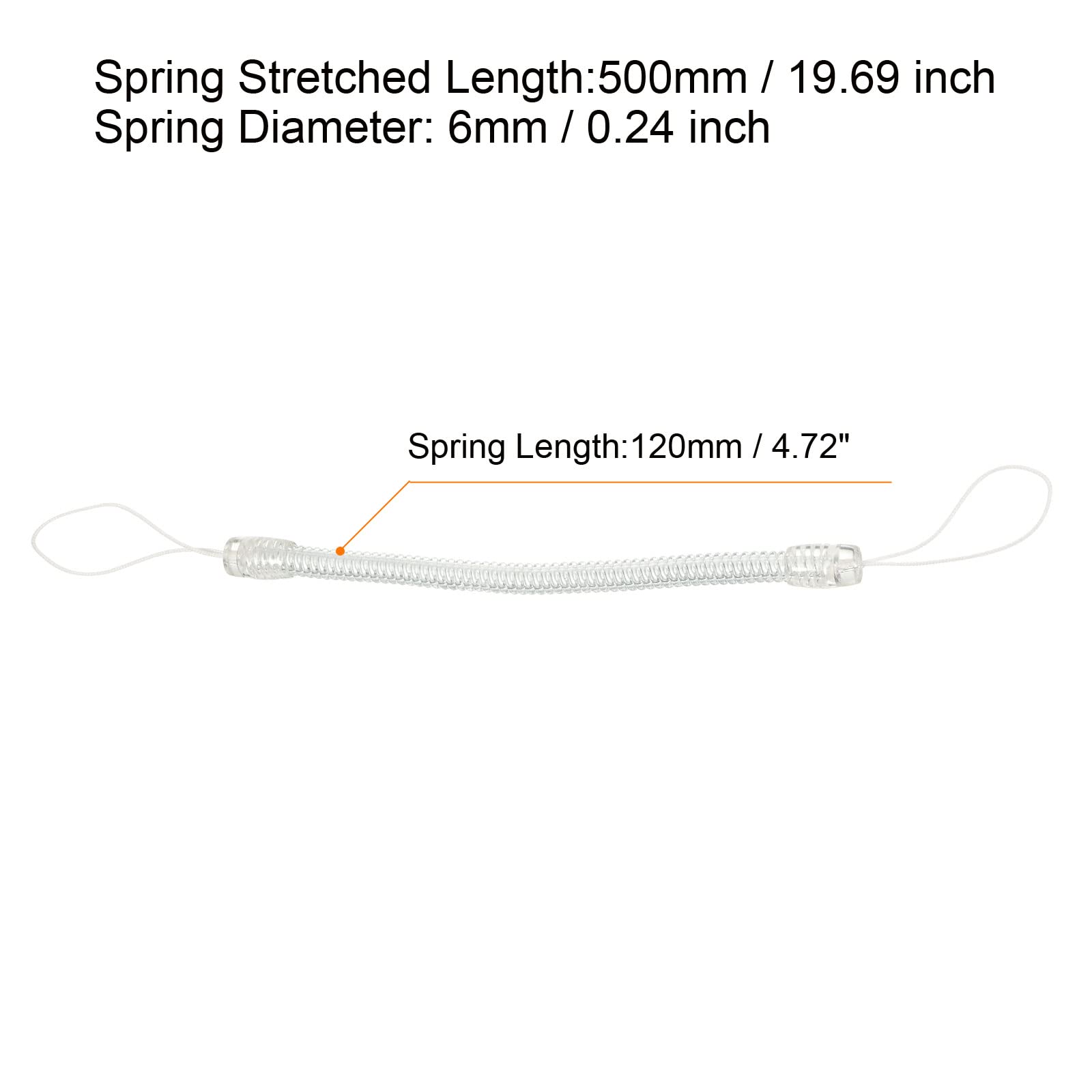 PATIKIL Retractable Spring Coil Strap 5", 5 Pack Plastic Spiral Stretchy Key Holder Stylus Lanyard Cord, Clear - Image 2