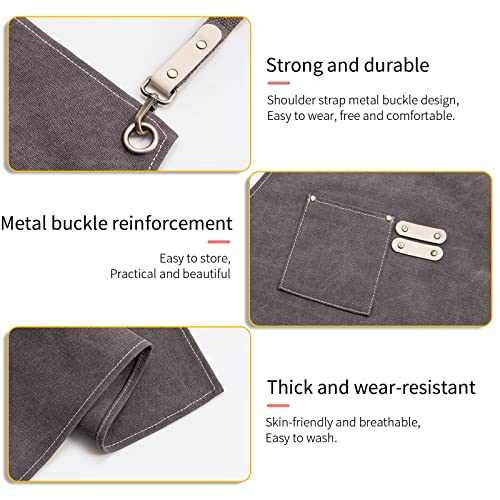 Tablier de cuisine de qualité supérieure marron avec grand sac - 3