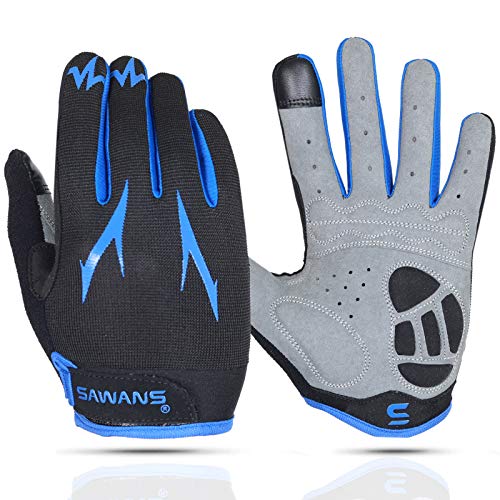 SAWANS Cycling Gloves Full Finger Mountain Bike Gloves Padded Breathable Touchscreen MTB Road Biking Gloves for Men Women Camping,Cycling,Running