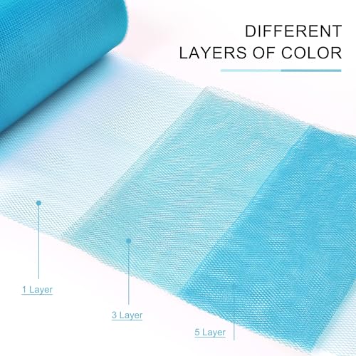 Image of Turquoise Blue Tulle Fabric Ribbon 6 Inch by 25 Yards Rolls Fabric Spool Tulle for Gift Wrapping Wedding Decorations Craft Supplies DIY Tutu Skirt Baby Shower Birthday Party