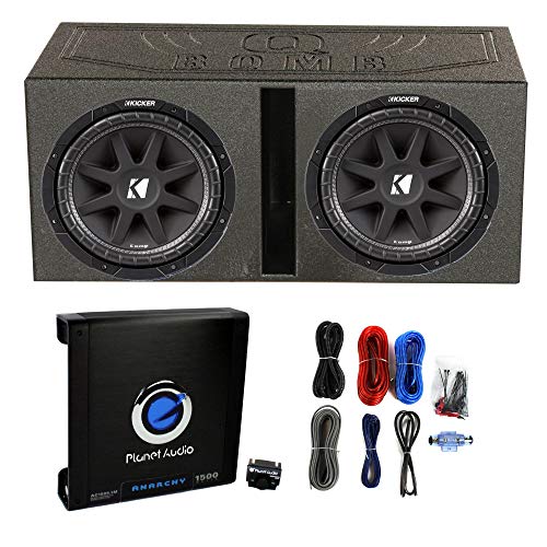 KICKER 2 43C124 600W 12" Subwoofers + Vented Lined Box Enclosure + Amp