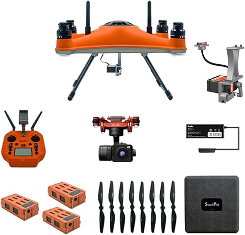 Swellpro SplashDrone 4 Drone de pesca de 44lbs de carga útil de 3 ejes cardán 4K para cámara drones de cámara 4K 38 mph 31mi Cast IP67 impermeable