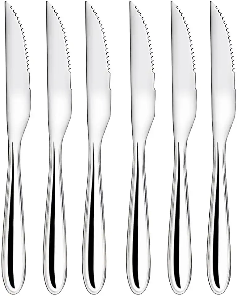 Yangzi - Jogo 6 Facas de Churrasco Aço Inox Premium Design Lagoa Classic - Tuut