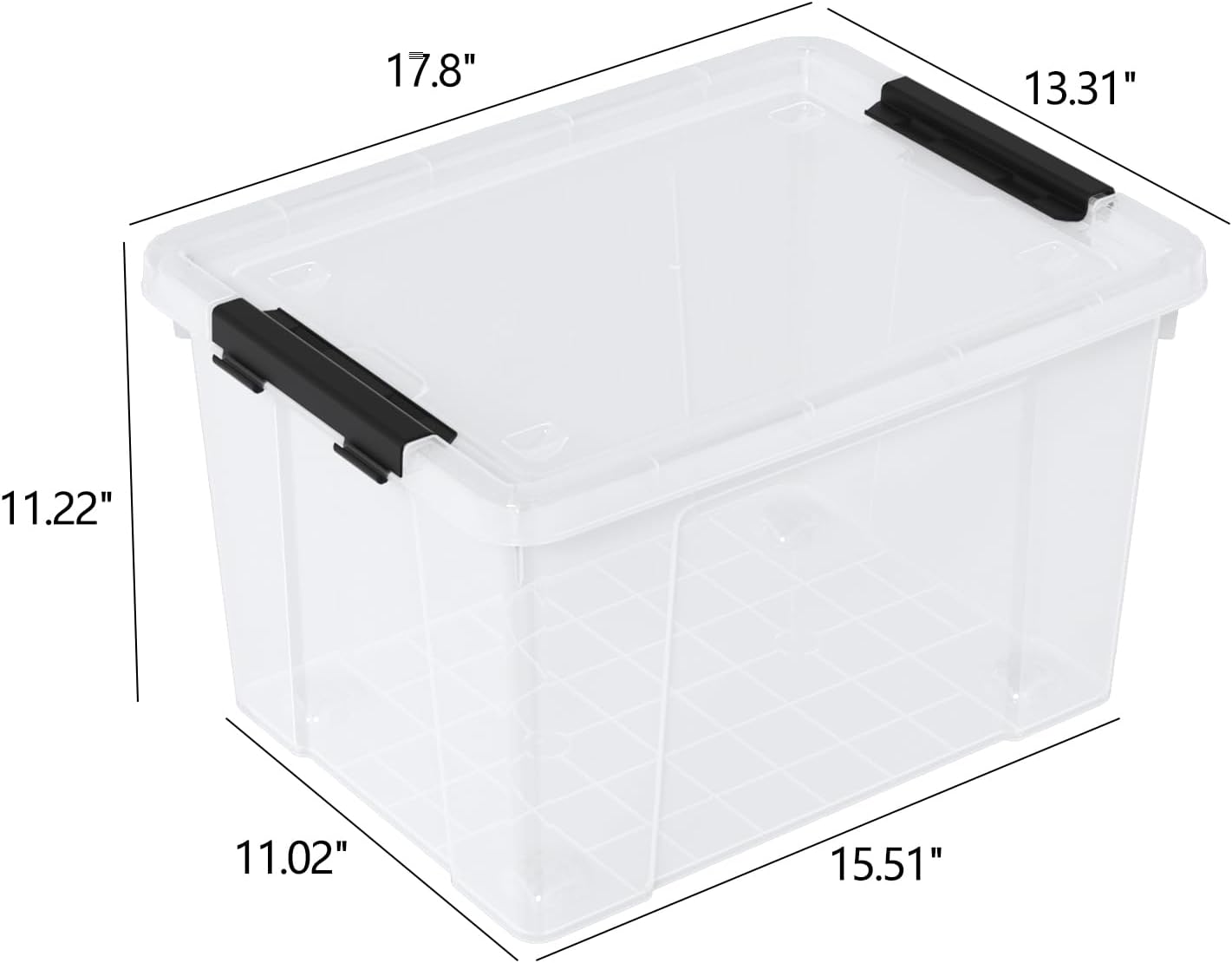34 Quart Plastic Latching Storage Box with Wheels, 4-Pack Clear Storage Bins with Lids
