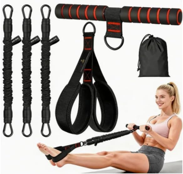 2026 Upgraded Pedal Resistance Bands with Handles, 30-90LBS Adjustable 3-Tube Home Gym, Full Body Workout for Abs/Arms/Legs/Core, Portable Foot Pedal Exercise Bands for Women & Men