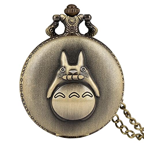 Bronze Totoro Quarz Taschenuhr Kette Mein Nachbar Totoro Anhänger Halskette Schmuck Geschenke Pullover Kette für Männer Frauen Studenten, 80 cm lange Kette Cover