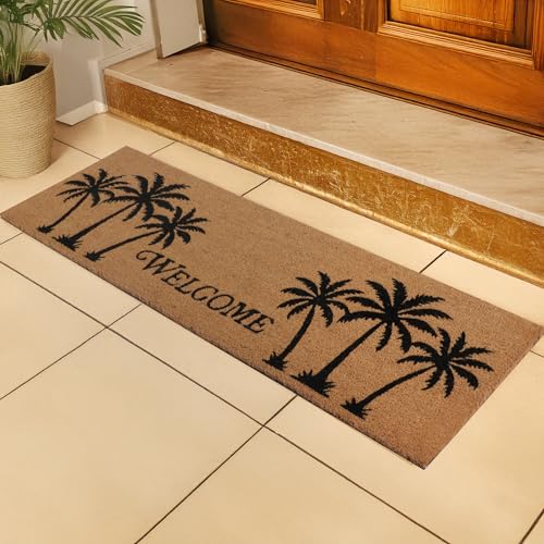 Image of CRISPIFY Natural Coco Coir Main Door Mat for Entrance - 120x40 cm, Welcome Mat for Door Entrance with Unique Palm Tree Design, Durable Doormats for Main Door Entrance Decor