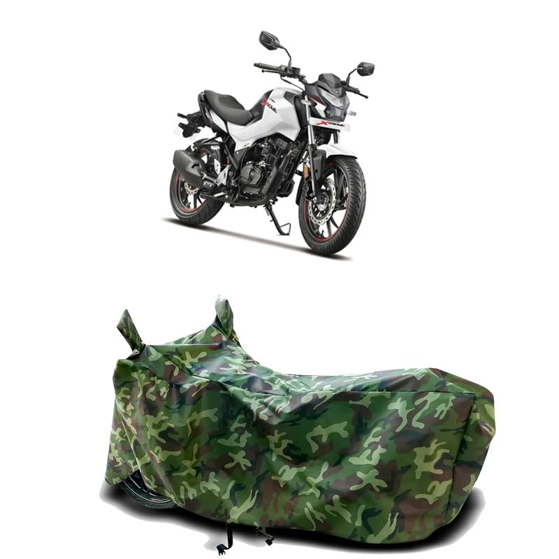 Image of DUFFEL-100% Heat Protection Two Wheeler Bike /Scooty Body Cover for Hero Xtreme 160R New BS6 Water Resistance /UV-Rays /Birds Dropping /Scratchproof /Dust Proof /Waterproof[Green Jungle Print]