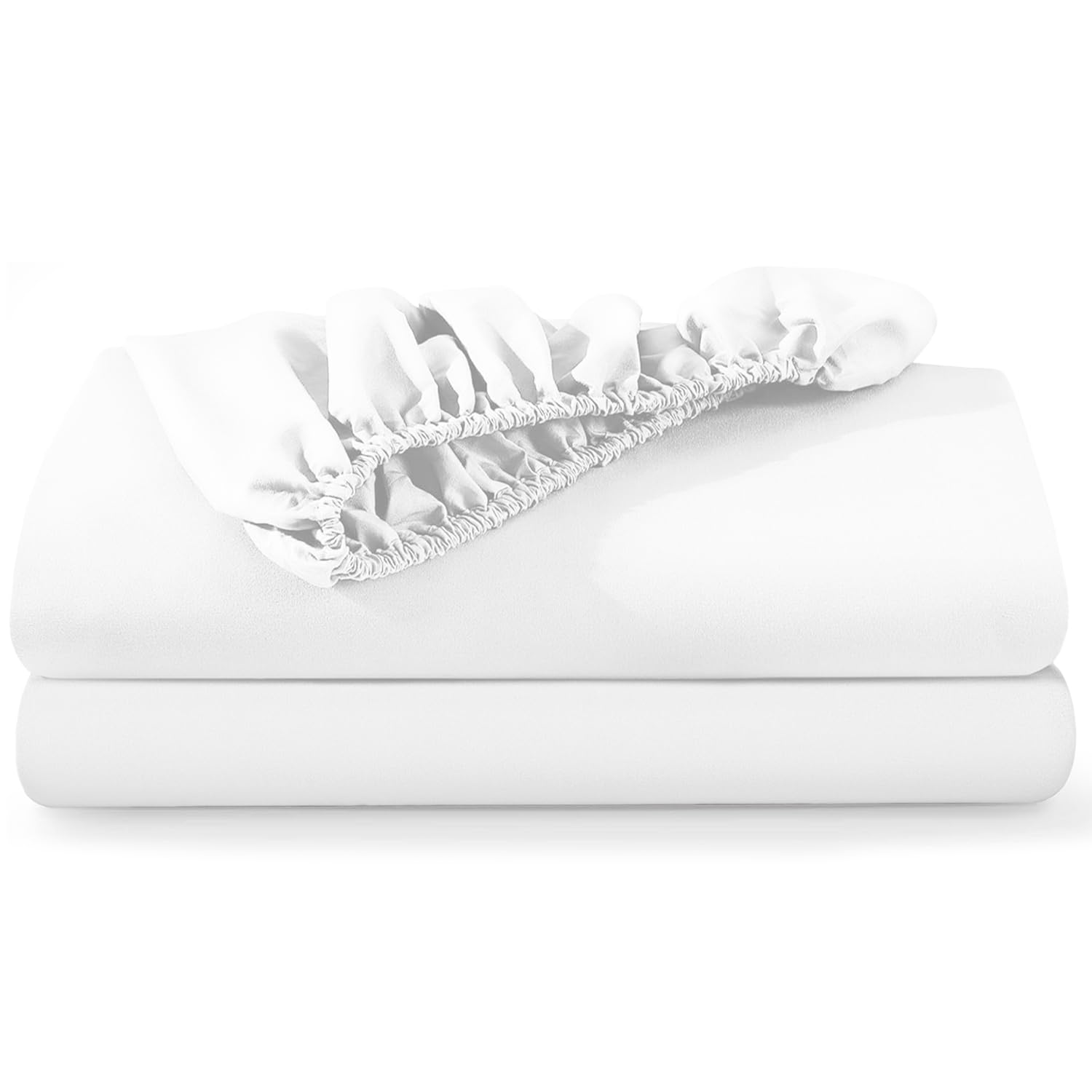 BedLooms Fitted Sheets King Size 2 Pack – White (152x200cm) up to 25cm Deep Bed Sheets — image 1