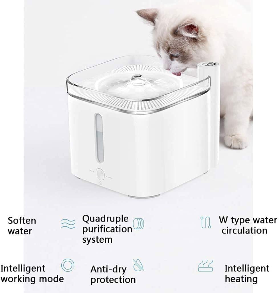 Cat Water Fountain, 2L/ Pet Water Fountain，Filters and Quiet Intelligent Pump, Cat Water Dispenser ，Mat for Cats Dogs - image 4