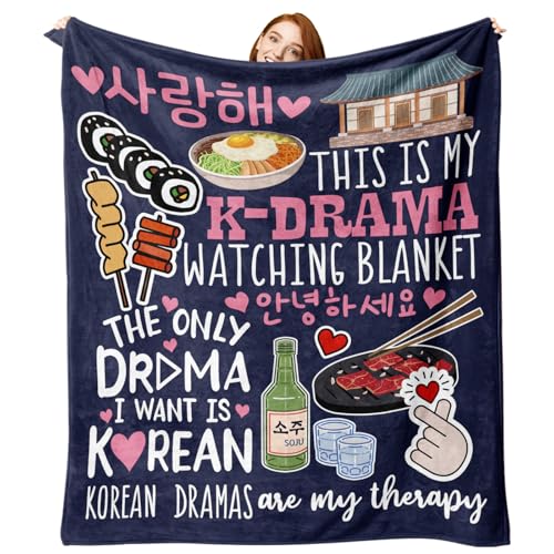 Zzkol Korean Drama Gifts for Women Girls Teen Flannel Throw Blanket, Food Present for Korean Friends...